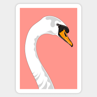 Coral Swan Portrait Sticker